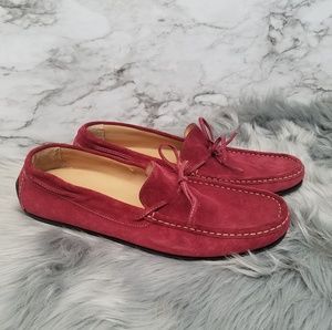 BOEMOS Mens Suede Loafers Red Made In Italy New
